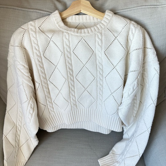 Aritzia Sweaters - Aritzia White Cable Knit Sweater